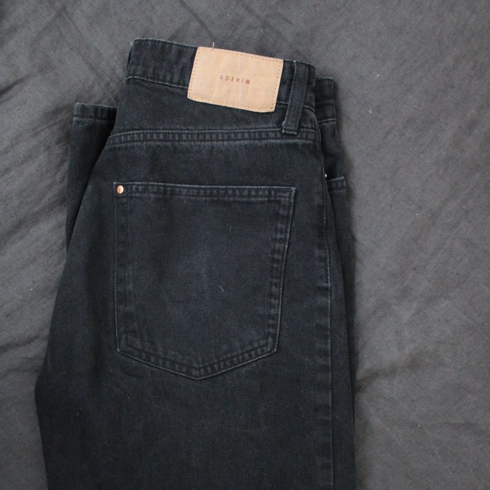 & Denim Black Straight Cut Jeans